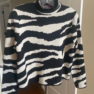 Yolly Black and White Zebra Print Sweater